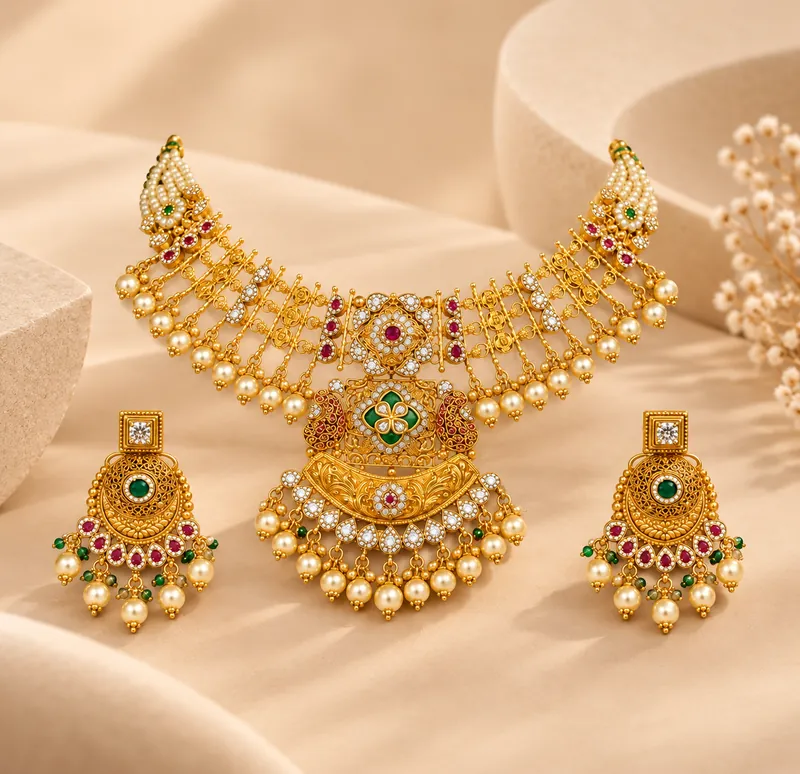 Gold Haar and Necklace